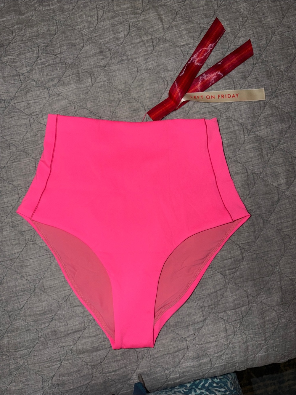 NWT Left On Friday Hot Pink High-Waist Bikini Bottoms